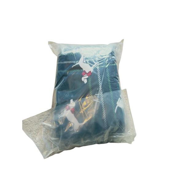 NWT Victoria’s Secret PINK Dog Logo Fleece Sherpa Blanket Christmas Gift Green - Picture 4 of 4